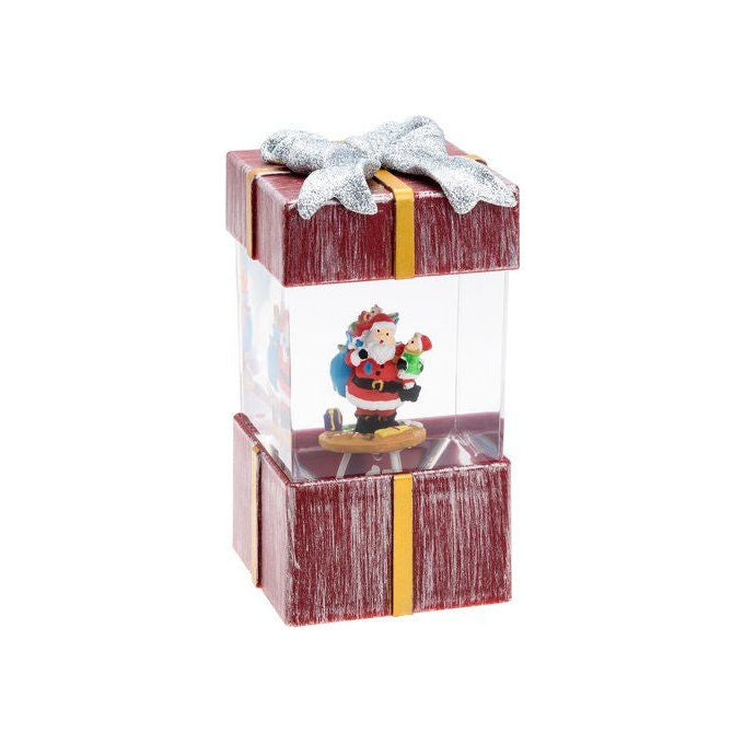 Lotti, Palla di Neve Decorativa, Pacco Regalo Rosso, Luce Bianco Caldo, Uso Interno, Certificazione CE