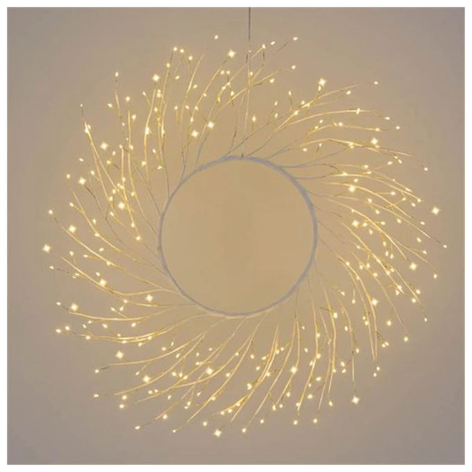 Lotti, Corona Tiglio Bianco, Ø60cm, 260 MicroLED, Bianco Caldo