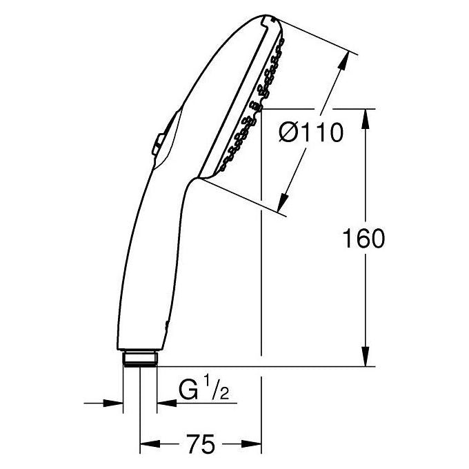 GROHE Vitalio Start 110, Manopola Doccia, Nero Opaco, 2 Getti, Risparmio Idrico