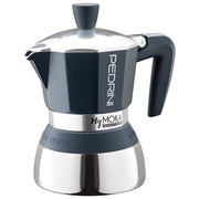 Pedrini, Caffettiera Alluminio 2 Tazze, Mymoka Induction, Velvet Blue e Cromo