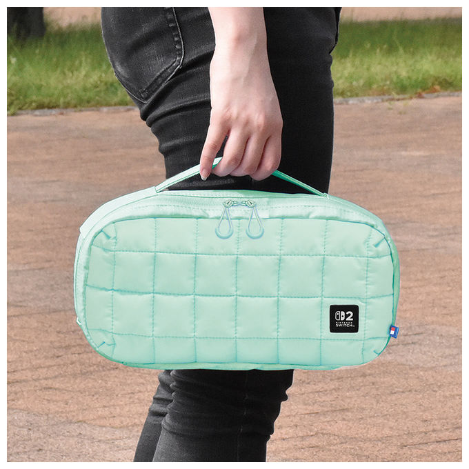 Hori NSX-120E Puff Pouch Custodia a Sacchetto per Nintendo Switch 2 Switch OLED con Maniglia colore Menta