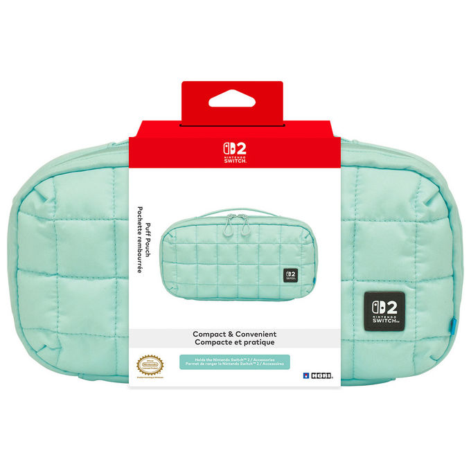 Hori NSX-120E Puff Pouch Custodia a Sacchetto per Nintendo Switch 2 Switch OLED con Maniglia colore Menta