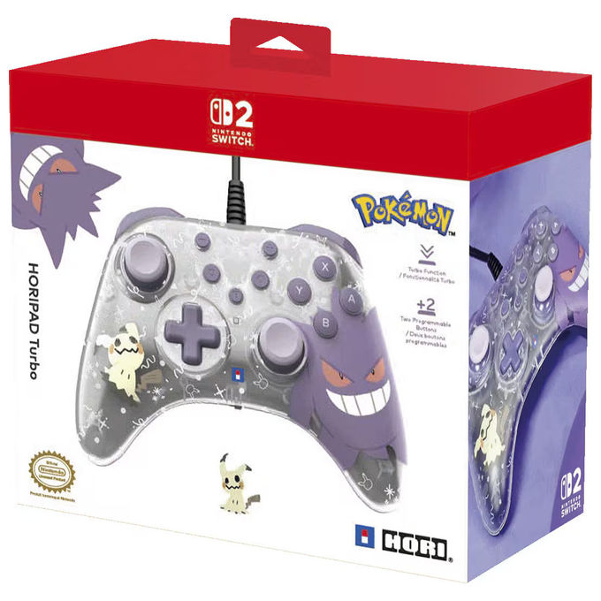 Hori NSX-090E HORIPAD Turbo Controller Cablato Nintendo Switch 2 Gengar Mimikyu Pulsanti Posteriori Programmabili colore Viola