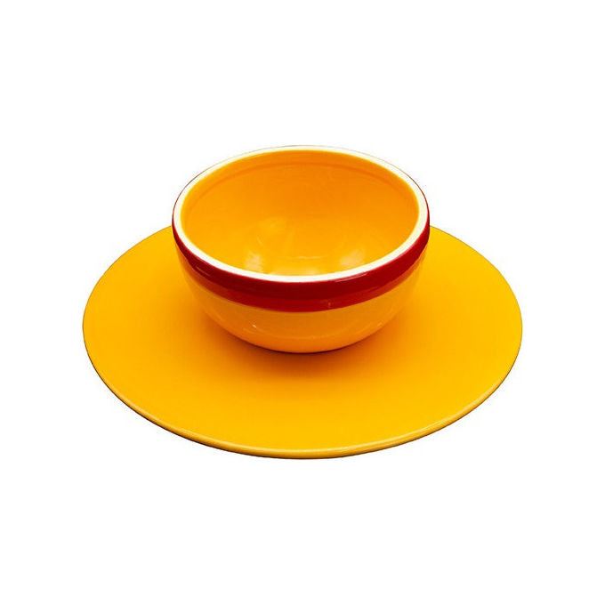 Abystyle, Servizio Tavola 2 Pz, Ceramica Giallo, One Piece Cappello di Paglia