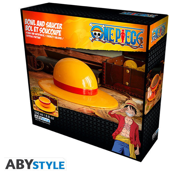 Abystyle, Servizio Tavola 2 Pz, Ceramica Giallo, One Piece Cappello di Paglia