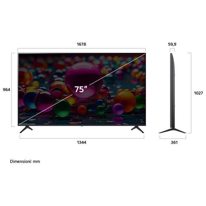 LG, TV 75UA74006LB, Ultra HD 4K, webOS, Serie UA74, 75 pollici