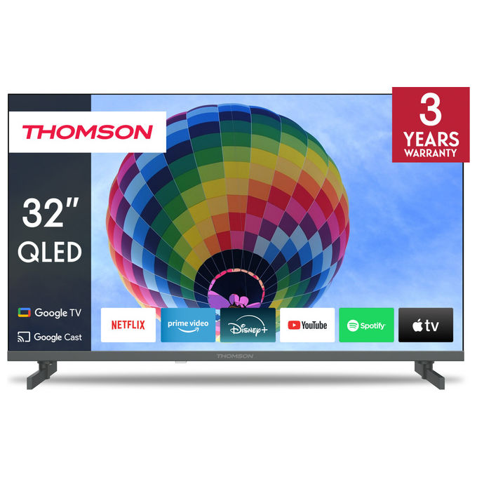 Thomson 32FQG3S15C Smart TV QLED 32'' Full HD Google TV DVB-T2-C-S2 Wi-Fi Dolby Audio 12V colore Grigio
