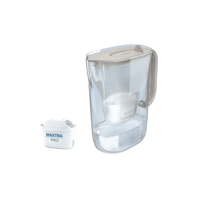 Brita, Caraffa Filtrante Style Essential Sabbia, 2.4L, con 2 Filtri Maxtra Pro