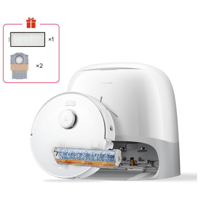 Roborock Qrevo Curv 2 FlowX, robot aspirapolvere e lavapavimenti, 20.000 Pa, navigazione LiDAR, stazione multifunzionale, bianco