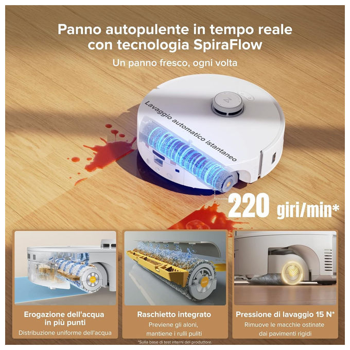 Roborock Qrevo Curv 2 FlowX, robot aspirapolvere e lavapavimenti, 20.000 Pa, navigazione LiDAR, stazione multifunzionale, bianco
