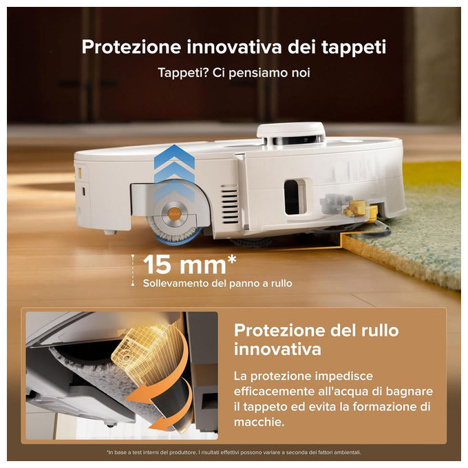 Roborock Qrevo Curv 2 FlowX, robot aspirapolvere e lavapavimenti, 20.000 Pa, navigazione LiDAR, stazione multifunzionale, bianco
