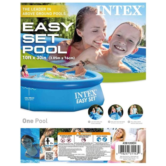 Intex 28120NP Piscina Fuori Terra Easy Set Rotonda 3853 L PVC Azzurro 305x76 cm 305 x 76 cm Senza Pompa Filtro