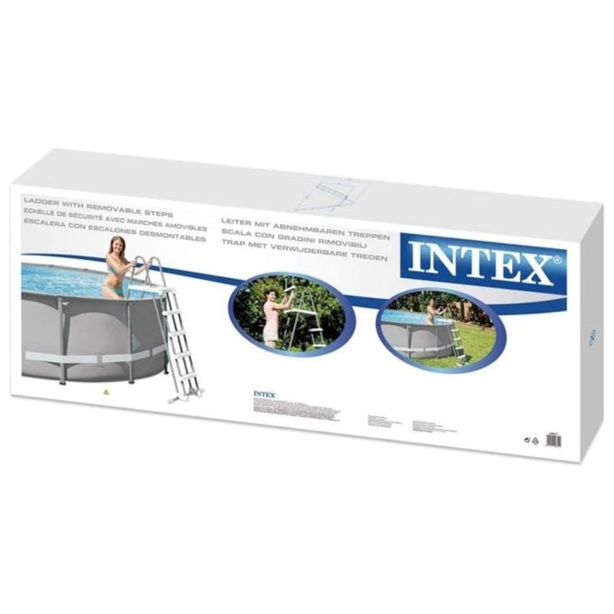 Intex 28074 Scaletta Doppia con Gradini Staccabili, l.2, Grigio,