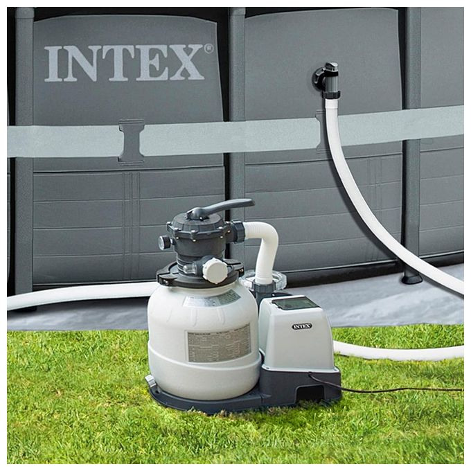 Intex 26652 Pompa Filtro a Sabbia Krystal Clear Flusso d'Acqua 12000 L-h Flusso di Sistema 9200 L-h Plastica Bianco Senza Clorinatore Flusso Acqua 12000 L-h
