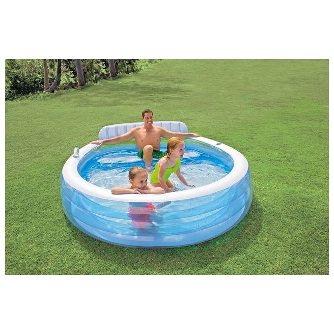 Intex Swim Center Family Lounge Pool Rotonda 229 x 218 x 76 cm per bambini dai 3 anni in su