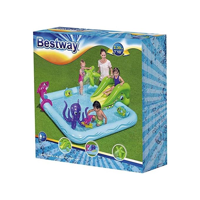 Bestway 53052 Acquario Fantastico Centro Giochi Gonfiabile 239x206x86 cm Scivolo Spruzzatore 308 L colore Multicolore