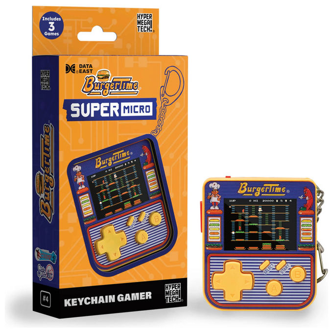 HyperMegaTech Super Micro Burgertime Console Portatile con Giochi BurgerTime Karate Champ Side Pocket