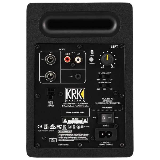 KRK KREATE3 Kreate 3 Coppia Monitor da Studio Nearfield Attivi 65W Woofer 3.5'' Bluetooth 5.3 colore Nero