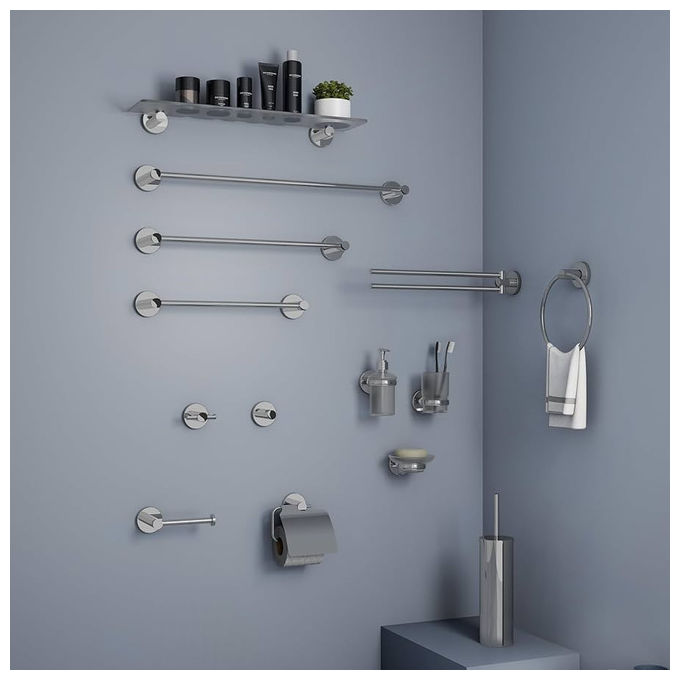 Gedy Porta Rotolo WC Coperto Felce Plus Cromo Acciaio Inox