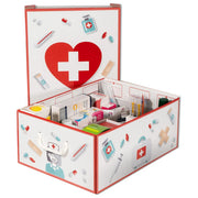 Lavatelli 661PH Pharma Organizer Scatola Porta Farmaci 9 Scomparti con Scatolina Primo Soccorso e 4 Schede Mediche 32x42x17,5 cm colore Bianco