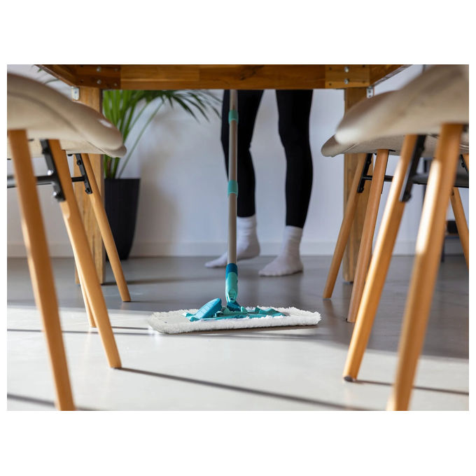 Leifheit Spazzolone Bagnato Microfibra Verde Argento Testa 38 cm Manico 148 cm