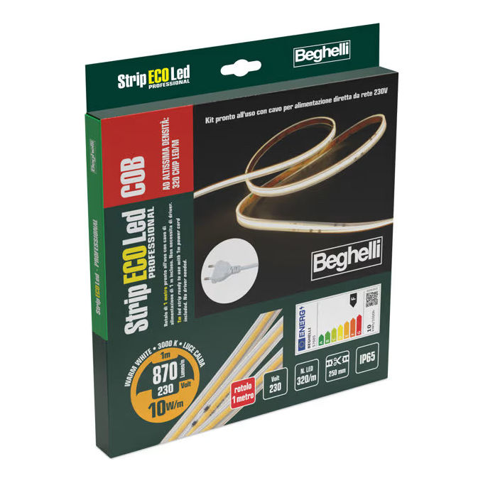 Beghelli Striscia LED COB 10W IP65 3000K 1 Metro