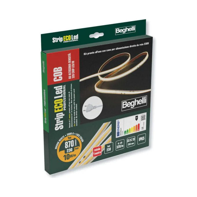 Beghelli Striscia LED COB 10W 3000K IP65