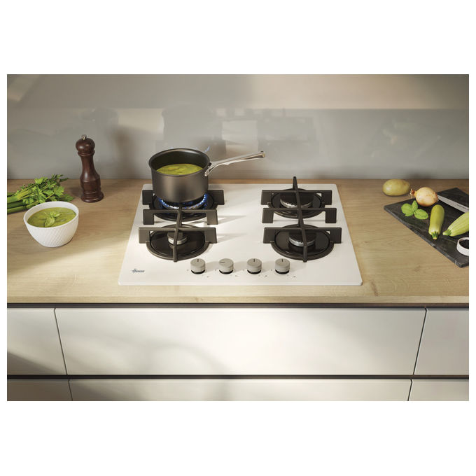 Hoover, Piano Cottura a Gas HVG6BR4C3W, 60 cm, Bianco, da Incasso