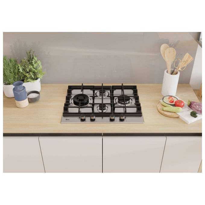 Hoover, Piano Cottura a Gas Inox, 59.5 cm, 4 Fuochi, HHG6D5WC5X