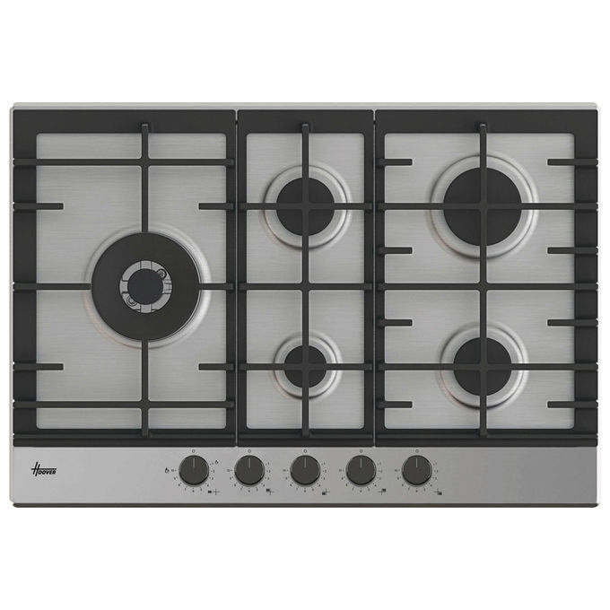 Hoover, Piano Cottura a Gas Inox, 74.5 cm, 5 Fuochi, HHG7WL5WC5X