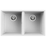 Elleci Quadra 350 Sottotop, Lavello da Incasso 2 Vasche, Granitek Bianco Soft