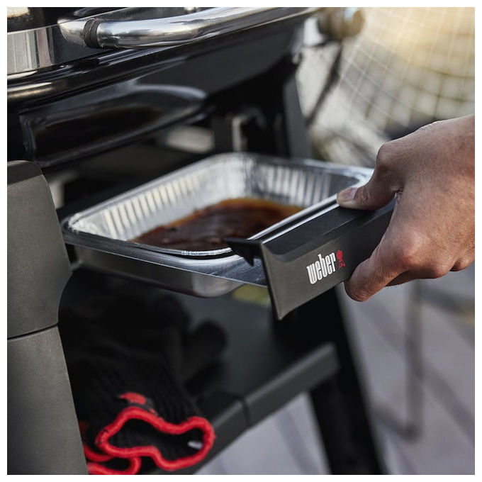 Weber 91010853 Lumin Compact Barbecue Elettrico 2200W 315°C Rosolatura Affumicatura Cottura a Vapore colore Nero