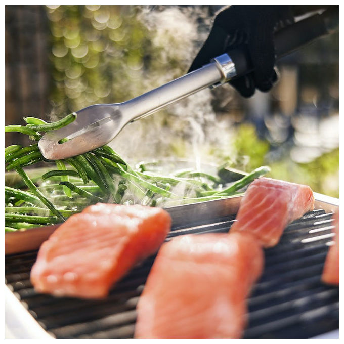 Weber 91010853 Lumin Compact Barbecue Elettrico 2200W 315°C Rosolatura Affumicatura Cottura a Vapore colore Nero