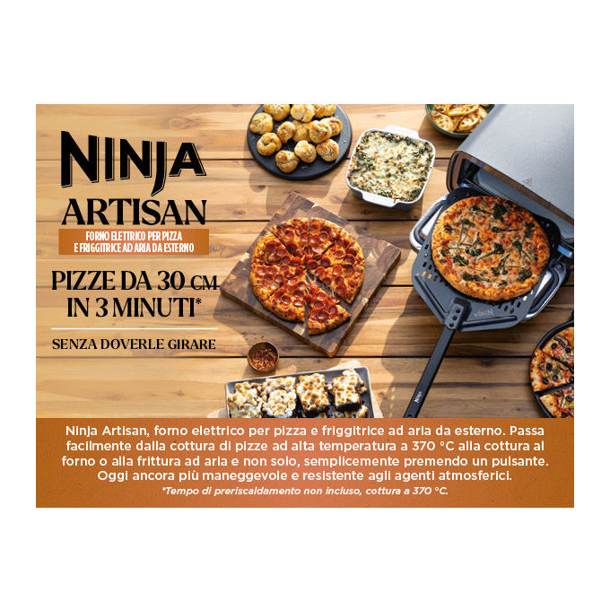 Ninja MO201EU Forno Elettrico per Pizza e Friggitrice ad Aria da Esterno Artisan
