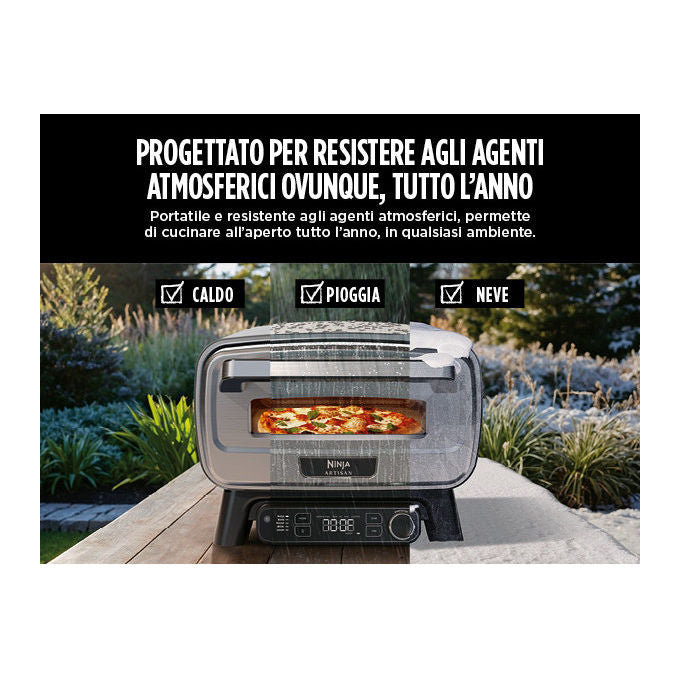 Ninja MO201EU Forno Elettrico per Pizza e Friggitrice ad Aria da Esterno Artisan