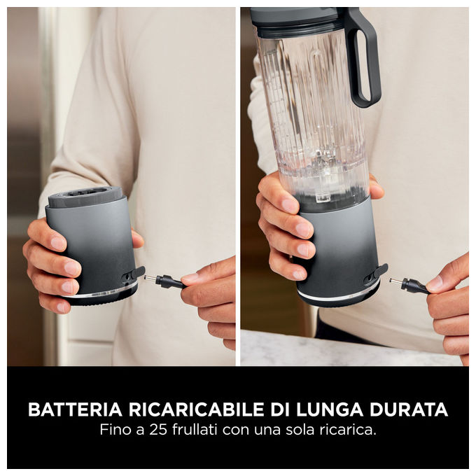 Ninja Frullatore Portatile BC251EUGY 0.57 L Grigio e Trasparente