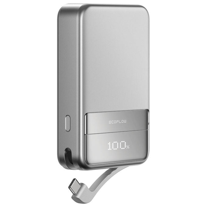 EcoFlow, Batteria Portatile 5000mAh, Carica Wireless, Argento
