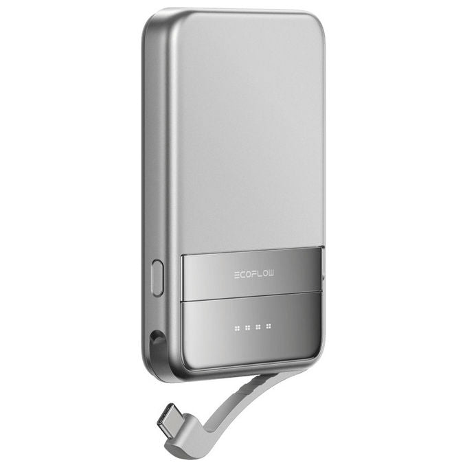 EcoFlow, Batteria Portatile 5000mAh, Carica Wireless, Argento