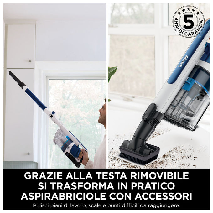 Shark, Aspirapolvere Senza Filo PowerPro con Anti Hair Wrap e FloorDetect, Blu Scuro Metallizzato
