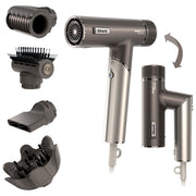 Shark, Asciugacapelli e Styler SpeedStyle Pro FLEX, Compatto, Pieghevole, Grigio