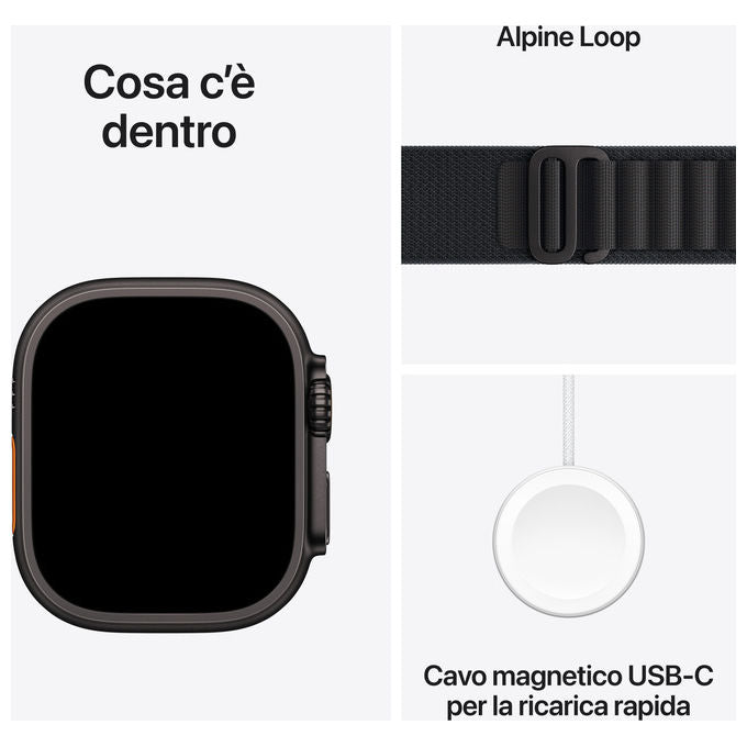 Apple Watch Ultra 3 GPS Cellular 49mm Cassa Titanio Nero Alpine Loop Nero - Medium