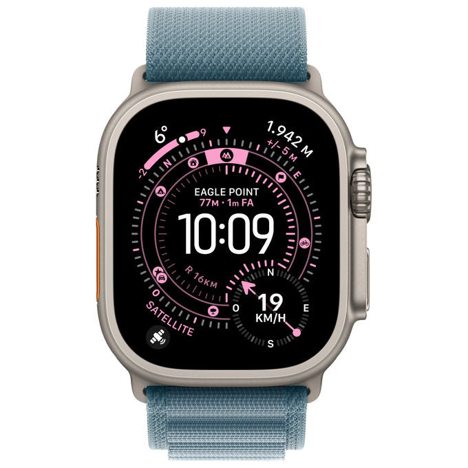 Apple, Watch Ultra 3, GPS + Cellular 49mm, Cassa Titanio, Alpine Loop Blu Chiaro, Large