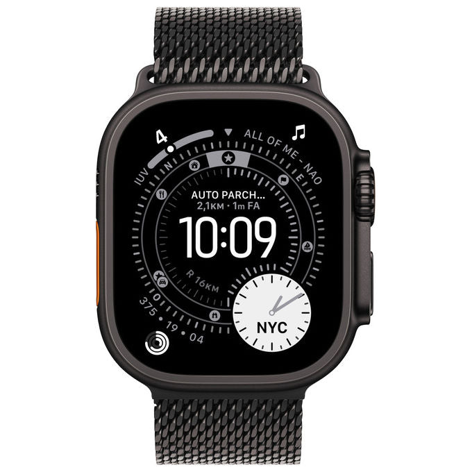 Apple Watch Ultra 3, 49mm, GPS + Cellular, Titanio Nero, Loop Maglia Milanese