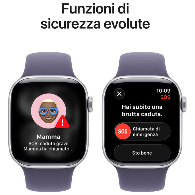 Apple Watch Series 11 42mm GPS Cellular Cassa Alluminio Argento Sport Band Viola Nebbia