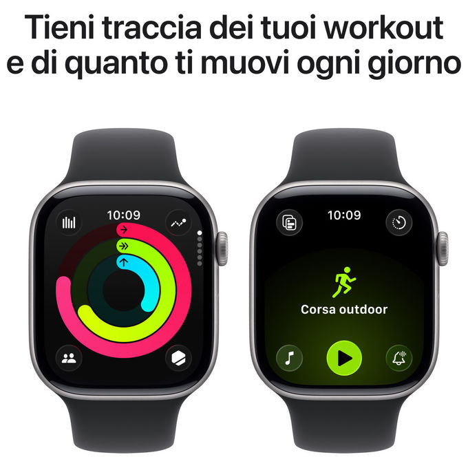 Apple Watch Series 11, 46mm GPS + Cellular, Alluminio Grigio Siderale, Sport Band Nero