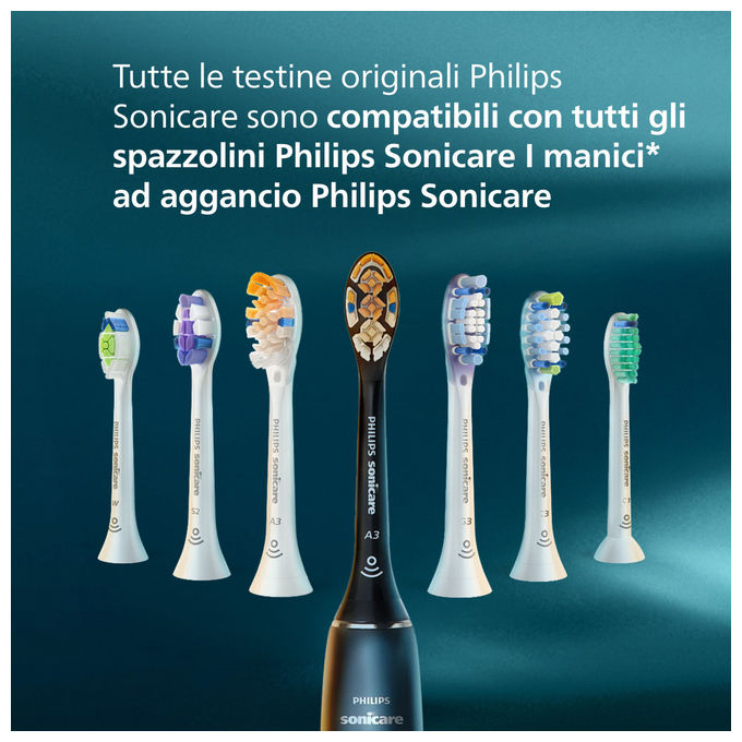 Philips Testine di Ricambio Sonicare HX9042-88 Plaque Defence Nero Confezione da 2