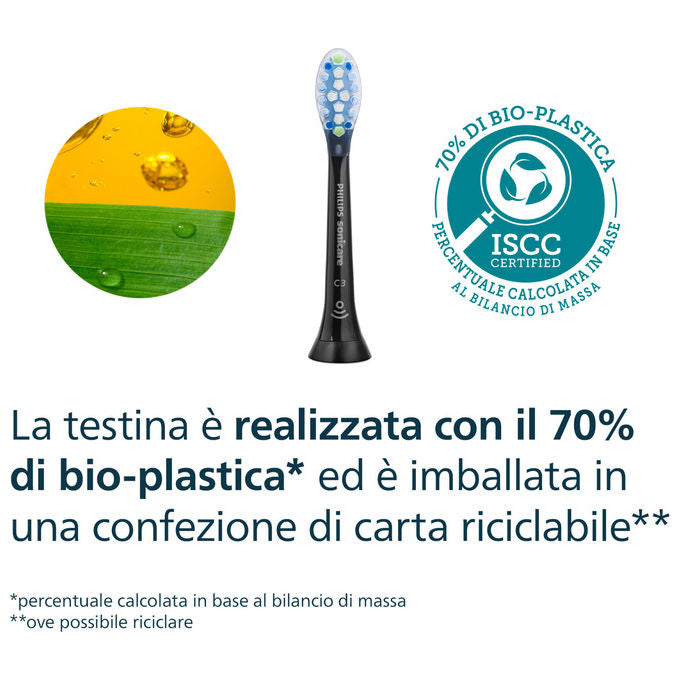 Philips Testine di Ricambio Sonicare HX9042-88 Plaque Defence Nero Confezione da 2