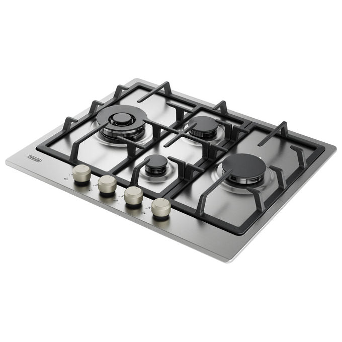 De’Longhi, Piano Cottura a Gas da Incasso, 60 cm, 4 Bruciatori, Acciaio Inox