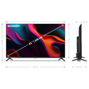 Sharp, TV LED, 43 pollici, UHD 4K, Smart Google TV, DVB-T2-S2