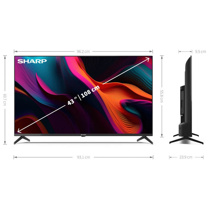 Sharp, TV LED, 43 pollici, UHD 4K, Smart Google TV, DVB-T2-S2